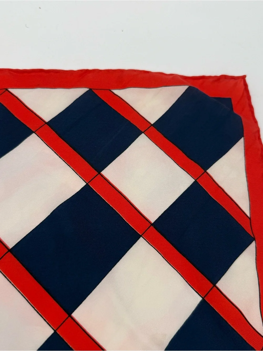 Echo Vintage Red Navy Square Scarf Retro Neck Hair Scarf Accessory Checker